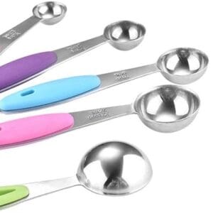 ست پیمانه قاشقی استیل دسته رنگی 5 تایی چینی